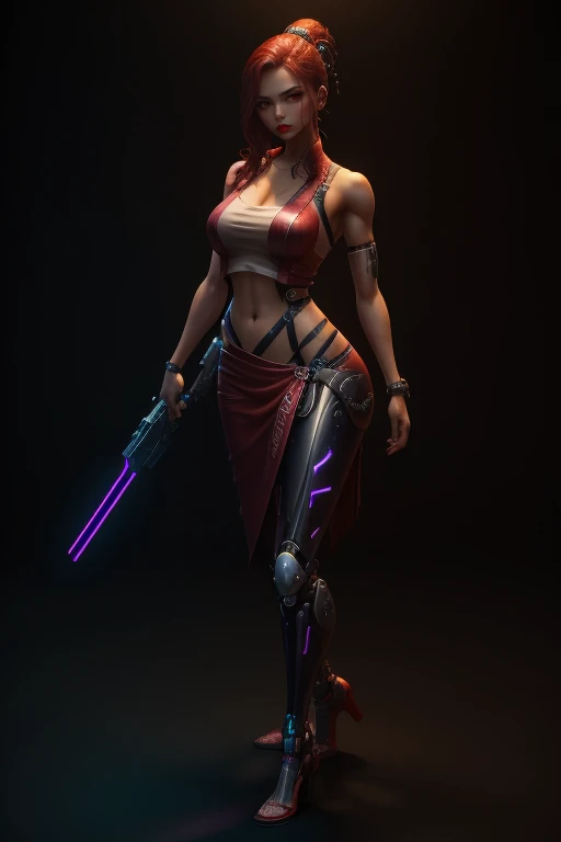 beautiful Seducer, Samurai Cyberpunk, pele nua, Well-toned athletic body, forma elegante, pele nua, Fora no Neon Palace, mal vestido, beautiful face, Smaurai-inspired bikini armor, mechanical limbs, Robotic parts on display, pele cromada, shiny neon pieces, japanese theme, tema cyberpunk, fiverr dnd personagem, octan render, arte digital, Detalhe extremo, 4k, Ultra HD |, polido, Beautiful, hiperdetalhado, intrincado, elaborar, meticuloso, fotorrealista, foco nítido, WLOP, design de personagens, Motor irreal, 3d renderizado, Volumetric lighting, reflexions, glossy, digital illustation, pose sensual, Pose sugestiva, lascivo, tiro de corpo inteiro, nu, Visible , Inchado , 💖❤💕💋❣