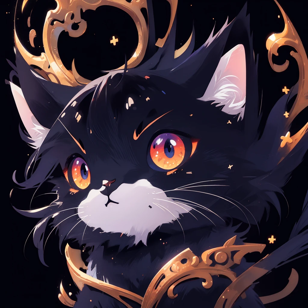 masutepiece,Best Quality,Ultra-detailed,Black_Background,icons,Simple background,Black cat,