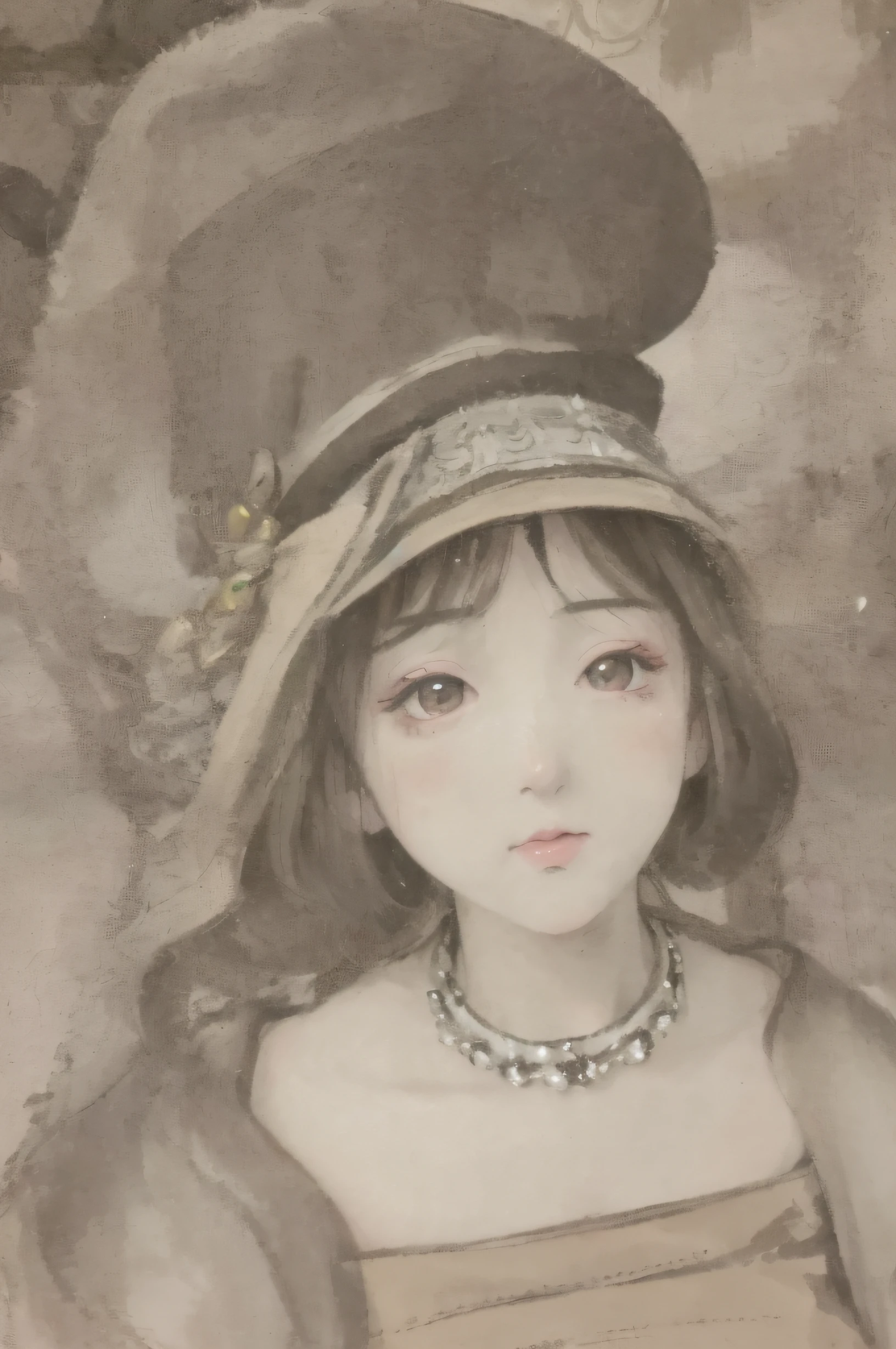 girl with dress, with hat and necklace, Portrait of Ame Iwakura, Portrait of an anime girl, detailed portrait of an anime girl, Portrait of a woman in anime, portrait of japanese girl, Close-up of a young anime girl, Portrait of a princess, portrait of zelda, Portrait of Ryuzaburo Umehara.
(Photorealistic:1.37), (hight resolution, 4K), (Vivid colors), Detailed eyes, Detailed lips, beautifull detailed face, long eyelashes, A flowing dress, Gentle smile, vibrant background, Soft lighting, Oil painting style, Fine brush strokes.
