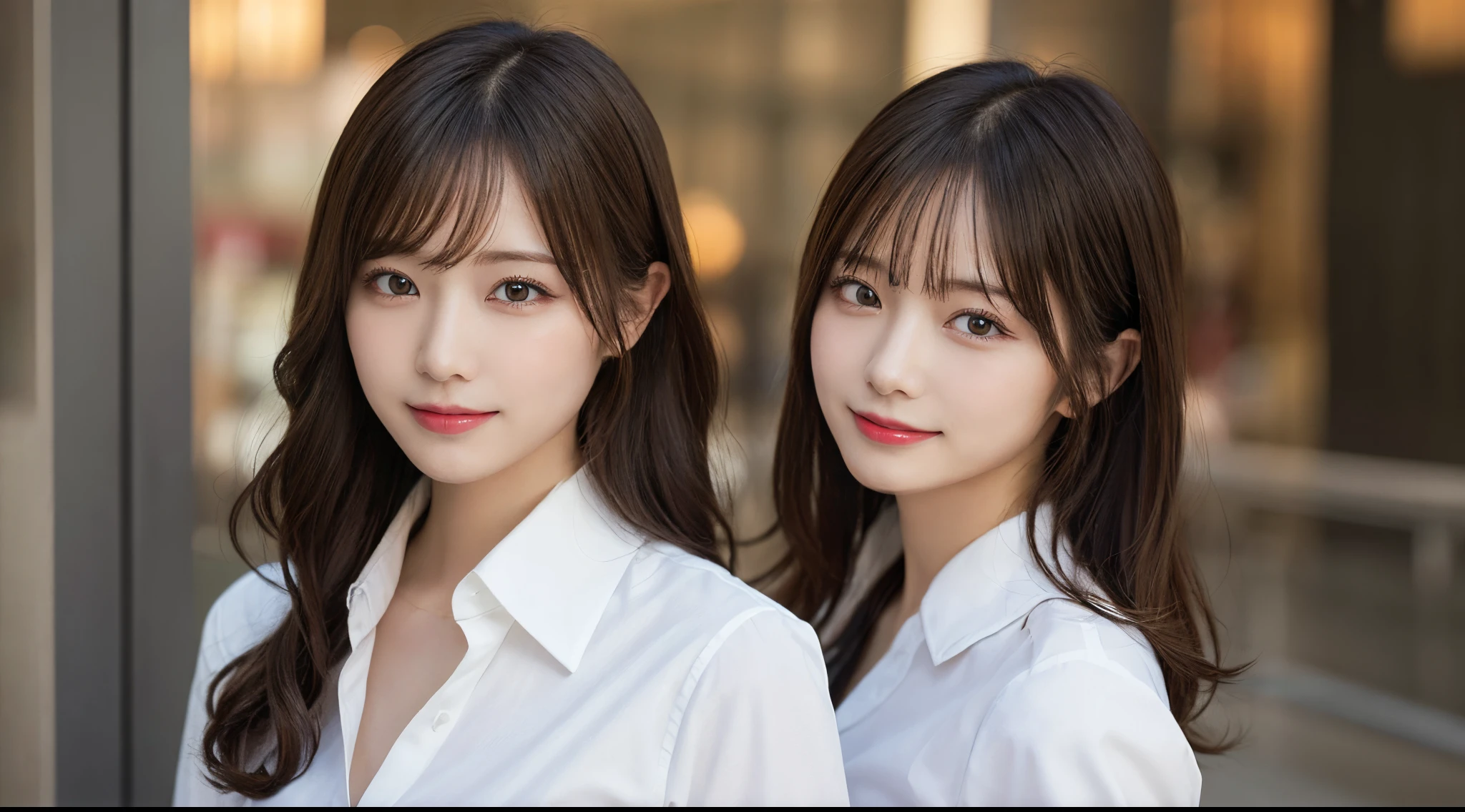 masutepiece, Best Quality, Illustration, Ultra-detailed, finely detail, hight resolution, 8K Wallpaper, Perfect dynamic composition, Beautiful detailed eyes, doress,Medium Hair, mid-chest, Natural Color Lip, Random and sexy poses,Smile,businesswoman、Suits、business sui、White shirt、
