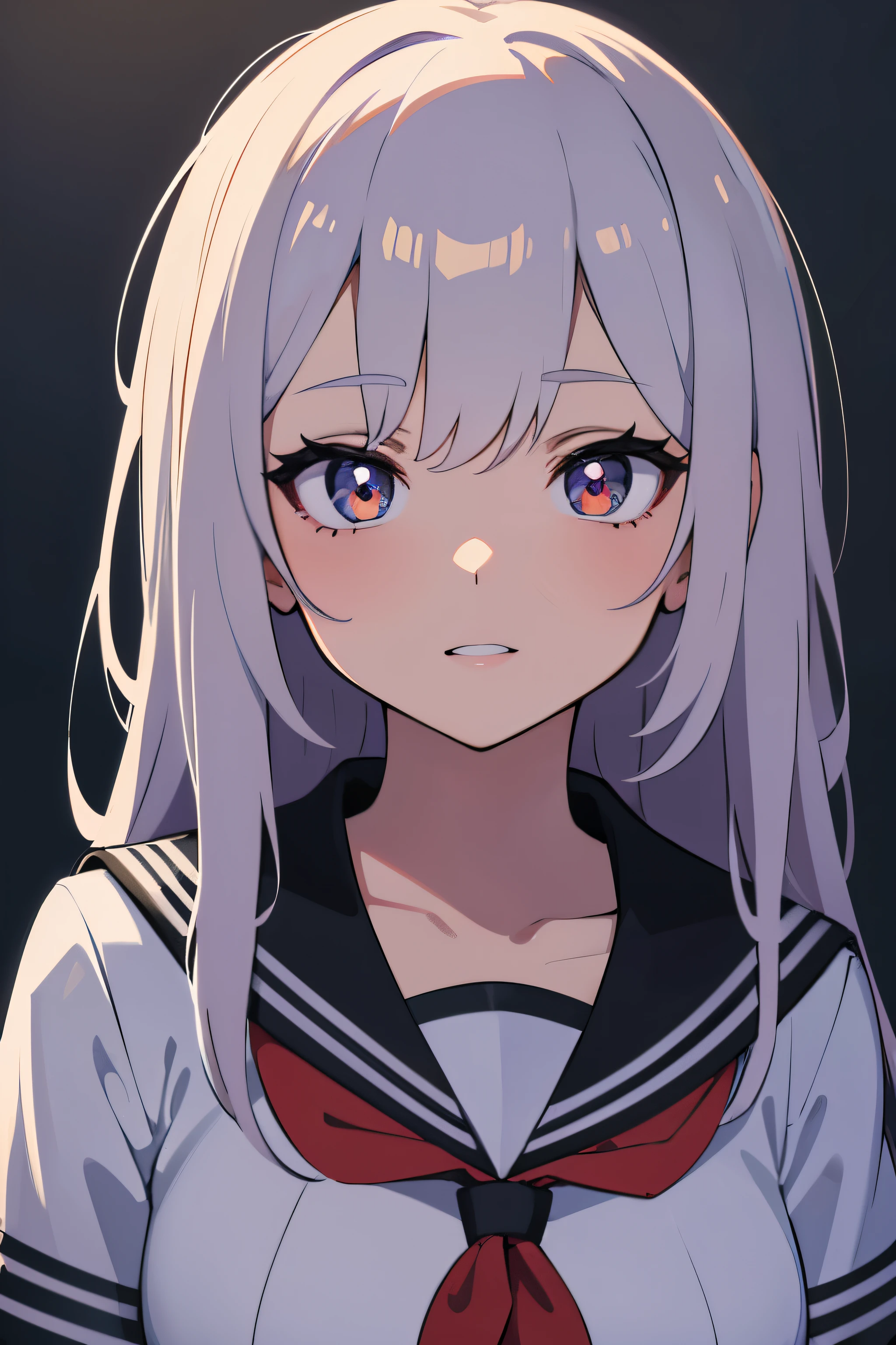 Anime girl with long white hair and blue eyes in uniform - SeaArt AI