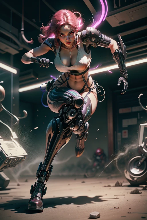 linda sedutora, samurai cyberpunk, cabelo vermelho curto, pele Agora mesmo, Well-toned athletic body, Forma elegante, pele Agora mesmo, Fora no Neon Palace, Mal vestido, beautiful face, Smaurai-inspired bikini armor, mechanical limbs, Robotic parts on display, pele cromada, glowing neon pieces, japanese theme, Tema Cyberpunk, fiverr dnd personagem, octan render, Arte Digital, Detalhe extremo, 4k, Ultra HD | | | | |, polido, Beautiful, hiperdetalhado, intrincado, elaborar, meticuloso, fotorrealista, foco nítido, WLOP, design de personagens, Motor irreal, 3D-rendering, Volumetric lighting, reflexions, glossy, digital illustation, pose sensual, Pose sugestiva, lascivo, tiro de corpo inteiro, Agora mesmo, Visible , Inchado , 💖❤💕💋❣