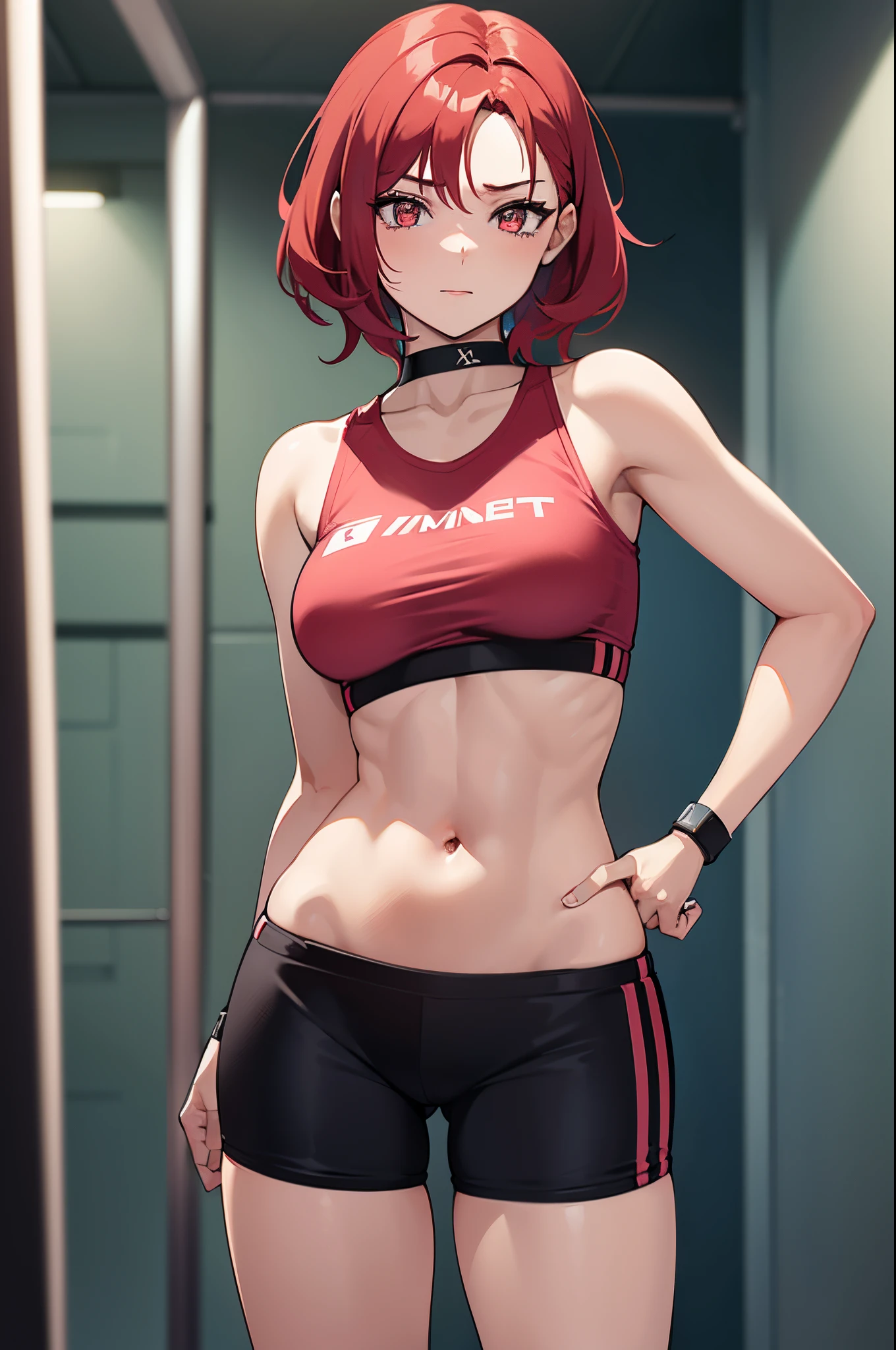 1boy, wolf ears, wolf tail, short fluffy red hair, sharp blue eyes, slim waist, ultra masterpiece, shirtless, sweatpants, living room setting, big thighs, seductive, blush, wide hips,