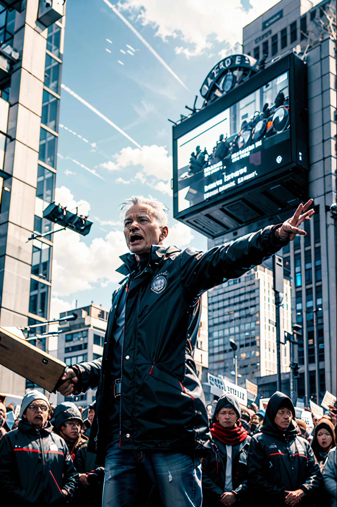 German Leader addressing a crowd outside of the Reichstag