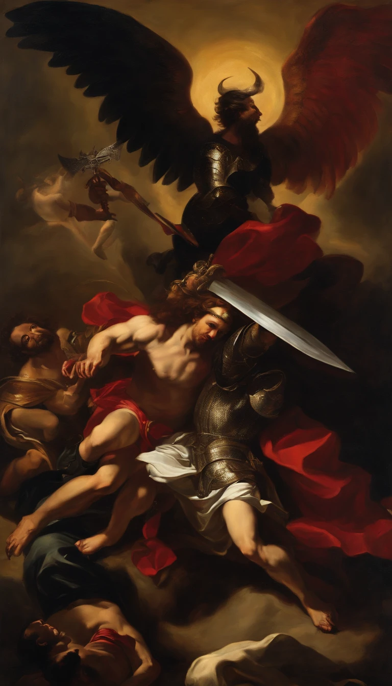 God VS Satan Break God and Archangel VS Satan and Lucifer Multiplayer Oil Painting Multiplayer Knight Caravaggio