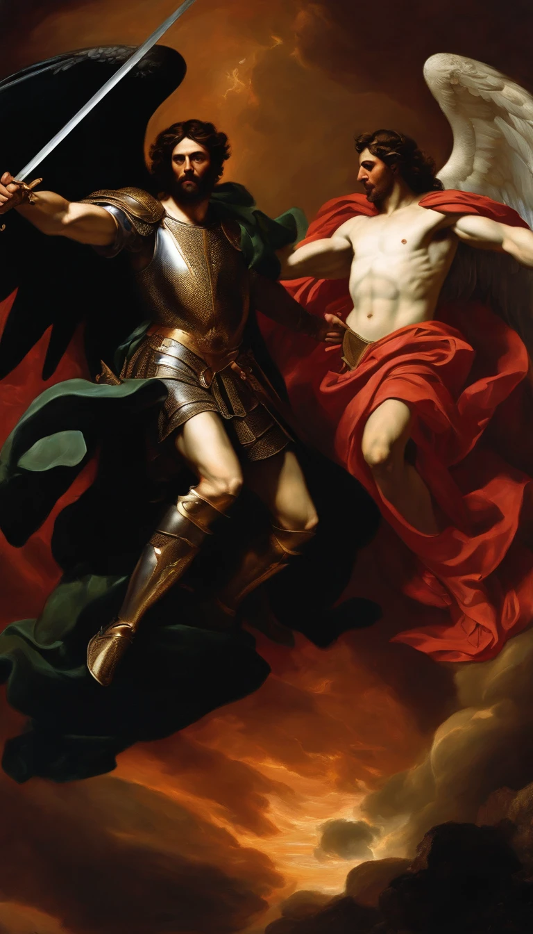 God VS Satan Blake God and the Archangel VS Satan and Lucifer Multiplayer Oil Painting Multiplayer Knight Caravaggio