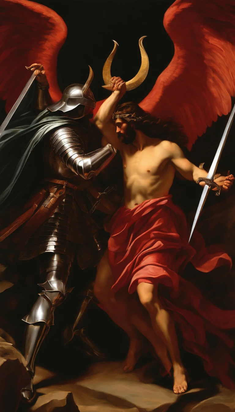 God VS Satan Blake God and the Archangel VS Satan and Lucifer Multiplayer Oil Painting Multiplayer Knight Caravaggio