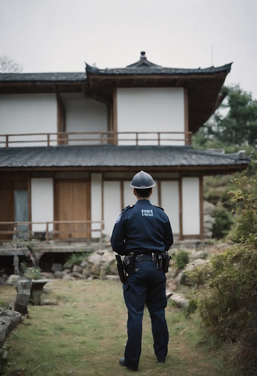 Japanese police on-site inspection site、Interior of a newly built Japanese house、family suicide、After cleaning up the three bodies、There is a human-shaped landmark at the place where the corpse was.、police officers、criminal、criminal、Forensic Clerk、
