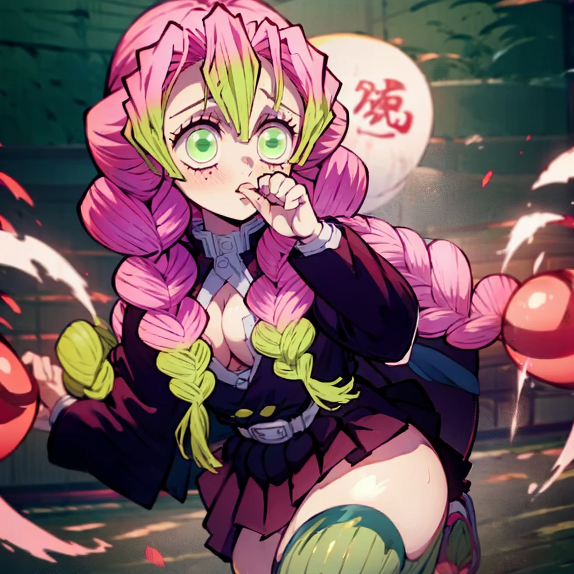 Mitsuri Kanroji de demon slayer sin ropa mostrando su vagina (NSFW) xxx