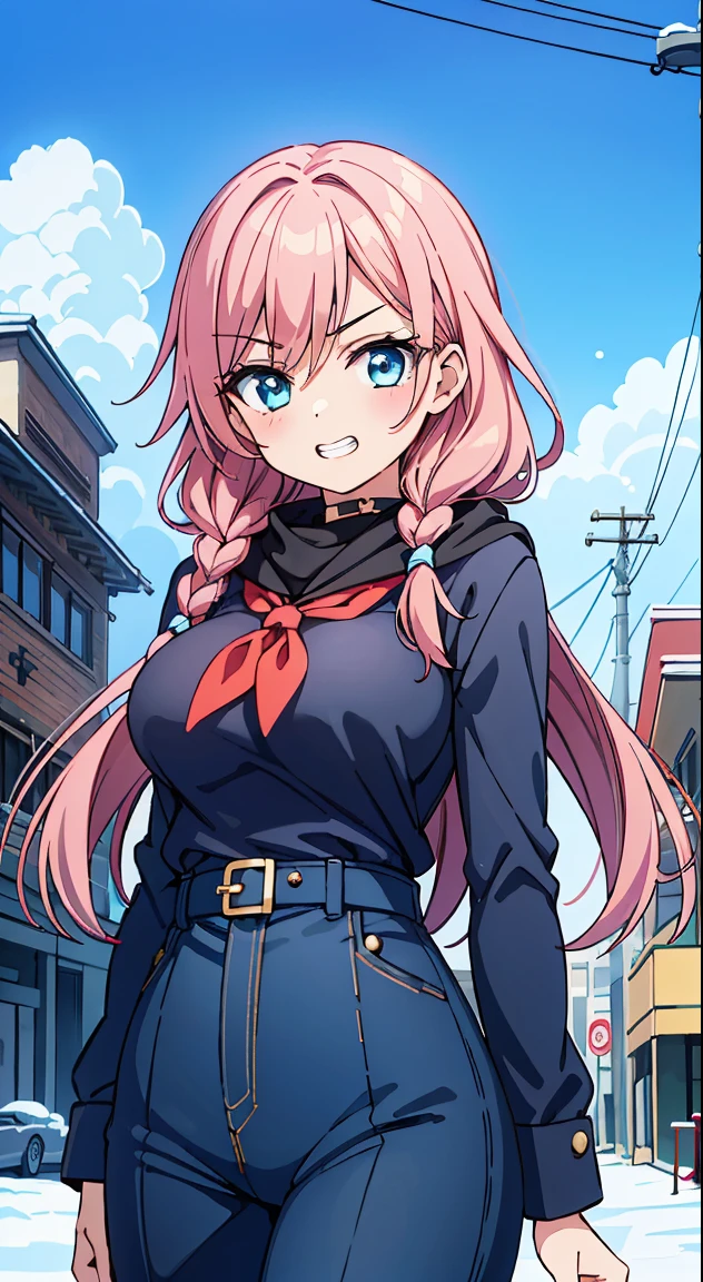 (Absurd realistic structure details),(High resolution complex and detailed text quality),(High-resolution microstructure,High poly 3 boobs boobs boobs D rendering correction),Methods of geometry,Careful explanatory anatomy,
BREAK,
1 beautiful girl, ( girl),Solo,(Cute:1.5),(Chibi:0.6),(kawaii:1.5),(Lori:0.5),BREAK,(17 years oldautiful girl,Very detailed,colourfull,highest details,Clear skin,Beautiful skin,Shy,Very detailed,colourfull,highest details,BREAK,Clear skin,Beautiful skin,Shy skin,BREAK,{Heterochromia,blue eyess,verd s eyes,PUPILS SPARKLING:1.5},star eye silhouette,BREAK,(Pink hair, Medium length:1.4),(Twin braids,A little curly hair,Princess Cut, crossed bangs:1.3),(Big breasts,Beautiful breasts,Large breasts:1.5),(long eyelashes, Double eyelids:1.2),Solo,gleaming skin, Clear skin, Beautiful skin,(best quality face),(Top quality glowing eyes), (The best smile,Doya face:1.45), Romper
((wearing orange armor, grab spear, sheild, red neckerchief, )),
angry break,gritted teeth,Fighting stance, (wasteland),
BREAK,(day), Standing,a closed mouth,(architecture, building, Choker, city, Cityscape, Outdoors, building, city,lamp post, Power lines, scarf, skyporn, Snow, Solo, utility pole, Winters:1.55), Waterfall,depth of fields,
BREAK,wakame,wakame,wakame,(Cowboy Shot:1.4),
BREAK,(Blurry background:1.3),(absurderes, hight resolution, Super Detail Art),cel shading,Clear Color, Lonely optical effect, Beautiful pictures, Bright glow, mystic atmosphere,(Close-up of girl:1.1), Mystical light particle effect,manga influence, clean line drawings,