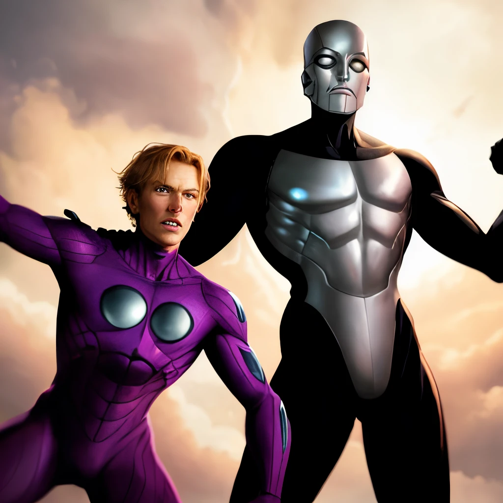 {
"size": "1024x1024",
"prompt": "In a realistic comic book style, Electron, depicted with a sleek and energetic appearance, helps Chlorine (Cl) 'capture' an electron. Chlorine is shown as an animated figure, and the scene illustrates the process of Chlorine gaining stability by forming a bond. The visual focus is on Electron guiding the electron toward Chlorine, with a clear transformation from a reactive to a stable state. The image is detailed and realistic, without any text or speech bubbles, highlighting the action and chemical process."
}