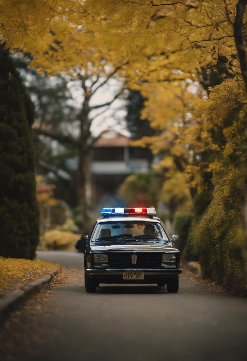Police are clustered around the average Japanese home..、police cars、criminal、police officers、Forensic Clark、female cop、photo and half、A yellow ribbon has been put up and entry is prohibited..、Family suicide scene、