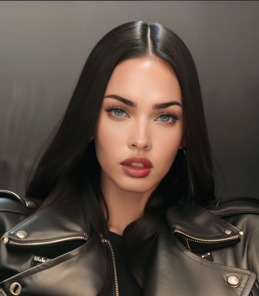 a close up of a woman with long hair wearing a leather jacket, adriana lima, 2000s megan fox portrait young megan fox, soft devil queen adriana lima, angelina jolie, bella poarch, megan fox girl portrait, instagram model, style of 2000s megan fox, profile image, 18 years old, young megan fox