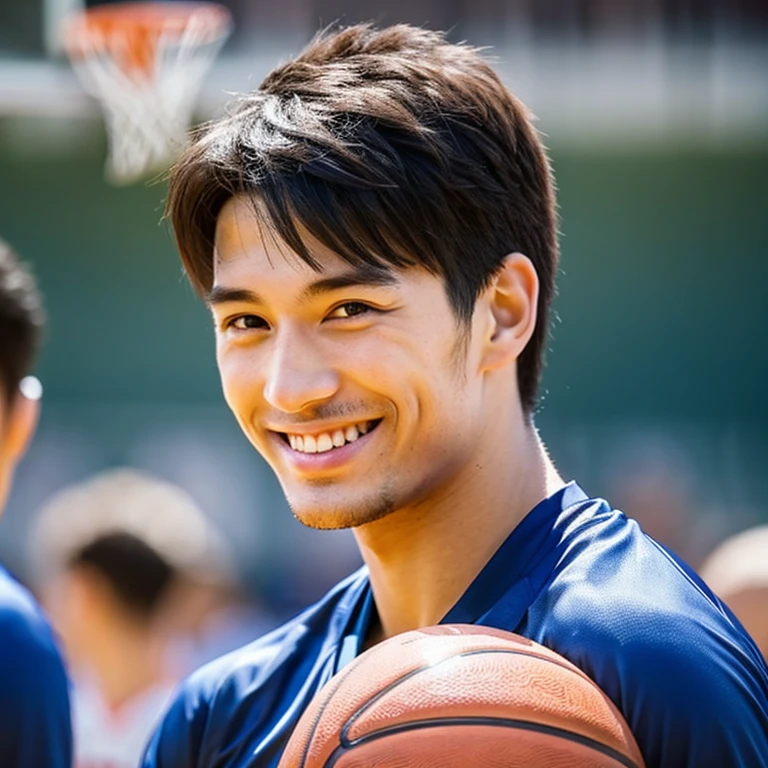 basketball、male people、a smile、leader
