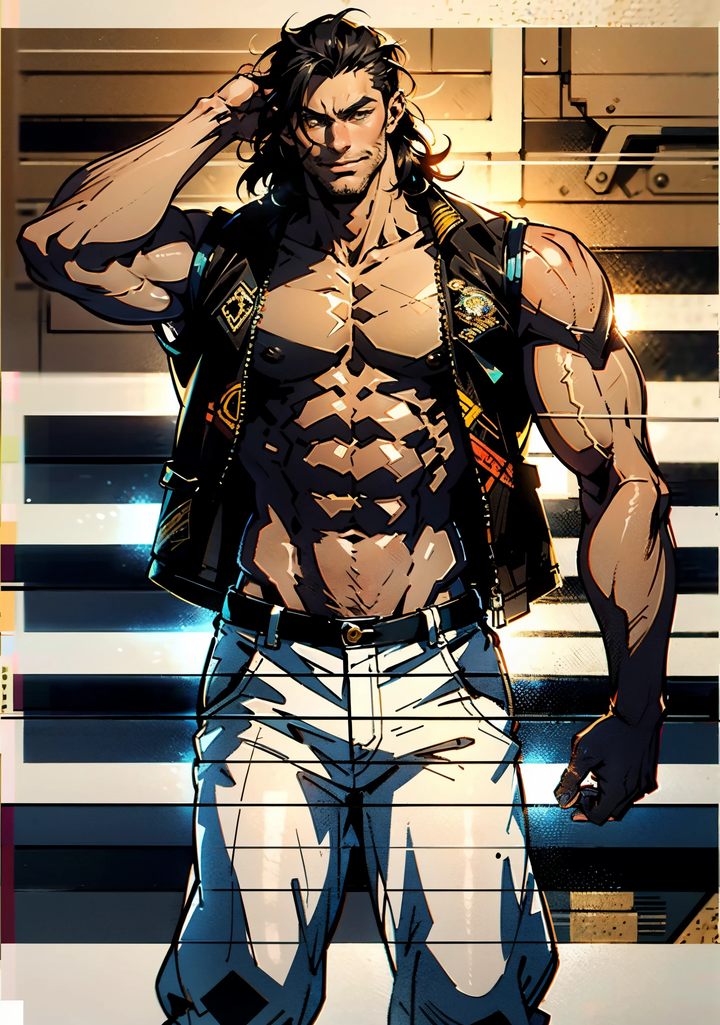 entity, masculine, adolescent, black and white, white eyes without pupils, blond hair, shirtless, athletic body, manga style, black aura coming out of his entire body, angry face, intimidating, Closed mouth, enojado, estilo de dibujo desordenado, detalles faciales con rayas, wounds, anime, 4k, White background
