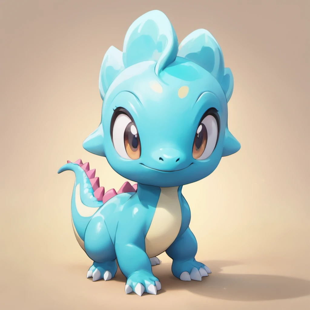 Cute kawaii dinosaurs，Cyan skin，Bubble Mart Blind Box，claymaterial，Bright background，Art 3D，depth of fields，pixar trend，hyper realisitc，ray traycing，Complicated details，Animated lights，Full body lesbian，The stands up