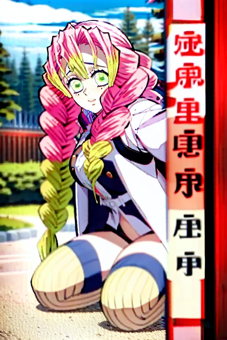 un par de adolescentes hermosas una peli rosa cabello rosa, con una arpa de arma, y la otra peli verde cabello verde con una flauta como arma. anime manga.