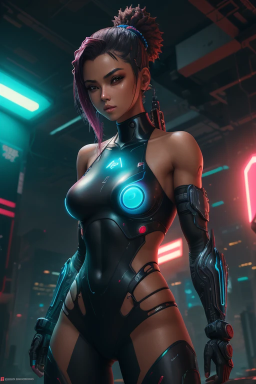 linda sedutora, samurai cyberpunk, cabelo azul, pele Agora mesmo, Well-toned athletic body, Forma elegante, pele Agora mesmo, Fora no Neon Palace, Mal vestido, beautiful face, Smaurai-inspired bikini armor, mechanical limbs, Robotic parts on display, pele cromada, glowing neon pieces, japanese theme, Tema Cyberpunk, fiverr dnd personagem, octan render, Arte Digital, Detalhe extremo, 4k, Ultra HD | | |, polido, Beautiful, hiperdetalhado, intrincado, elaborar, meticuloso, fotorrealista, foco nítido, WLOP, design de personagens, Motor irreal, 3D-rendering, Volumetric lighting, reflexions, glossy, digital illustation, pose sensual, Pose sugestiva, lascivo, tiro de corpo inteiro, Agora mesmo, Visible , Inchado , 💖❤💕💋❣