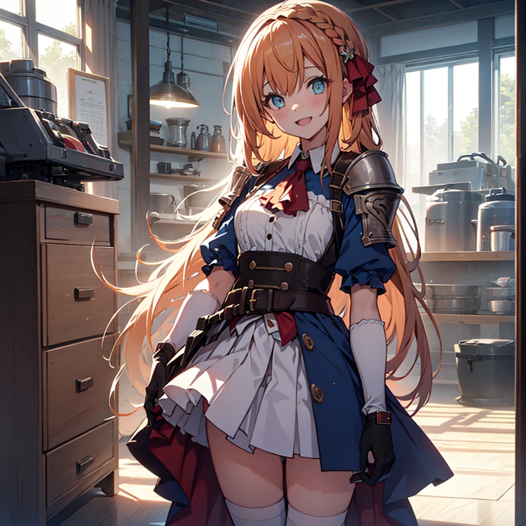 Pecorine, Pecorine, Blue eyes, Hair Ornament, Long hair, Orange hair, tiarra, braid, Hair braid,
Break Arm Belt, armor, ascot, Blue socks, long boots, Dress, gloves, Hair Ornament, Open your clothes, open dress, pauldrons, Pleated skirt, Puffy Short Sleeves, Puffy sleeves, Red Ascot, Red skirt, Short sleeves, Shoulder Armor, Single-pole drone, Skirt, sox, White Dress, wet panties, white footwear, White Gloves,
BREAK looking at viewer, spreading legs, skirt lift, BREAK indoor, in modern kitchen background, sitting on kitchen chair,
BREAK (masutepiece:1.2), Best Quality, High resolution, Unity 8k壁纸, (Illustration:0.8), (Beautiful detailed eyes:1.6), extra detailed face, Perfect Lighting, extremely details CG, (Perfect hands, Perfect Anatomy),、(Skirt lift:1.3), (white panties:1.3)、(Skirt that rolls up:1.3)、(Fully exposed panties:1.5)、outside of house、plein air、Smile with open mouth、cowboy shot、