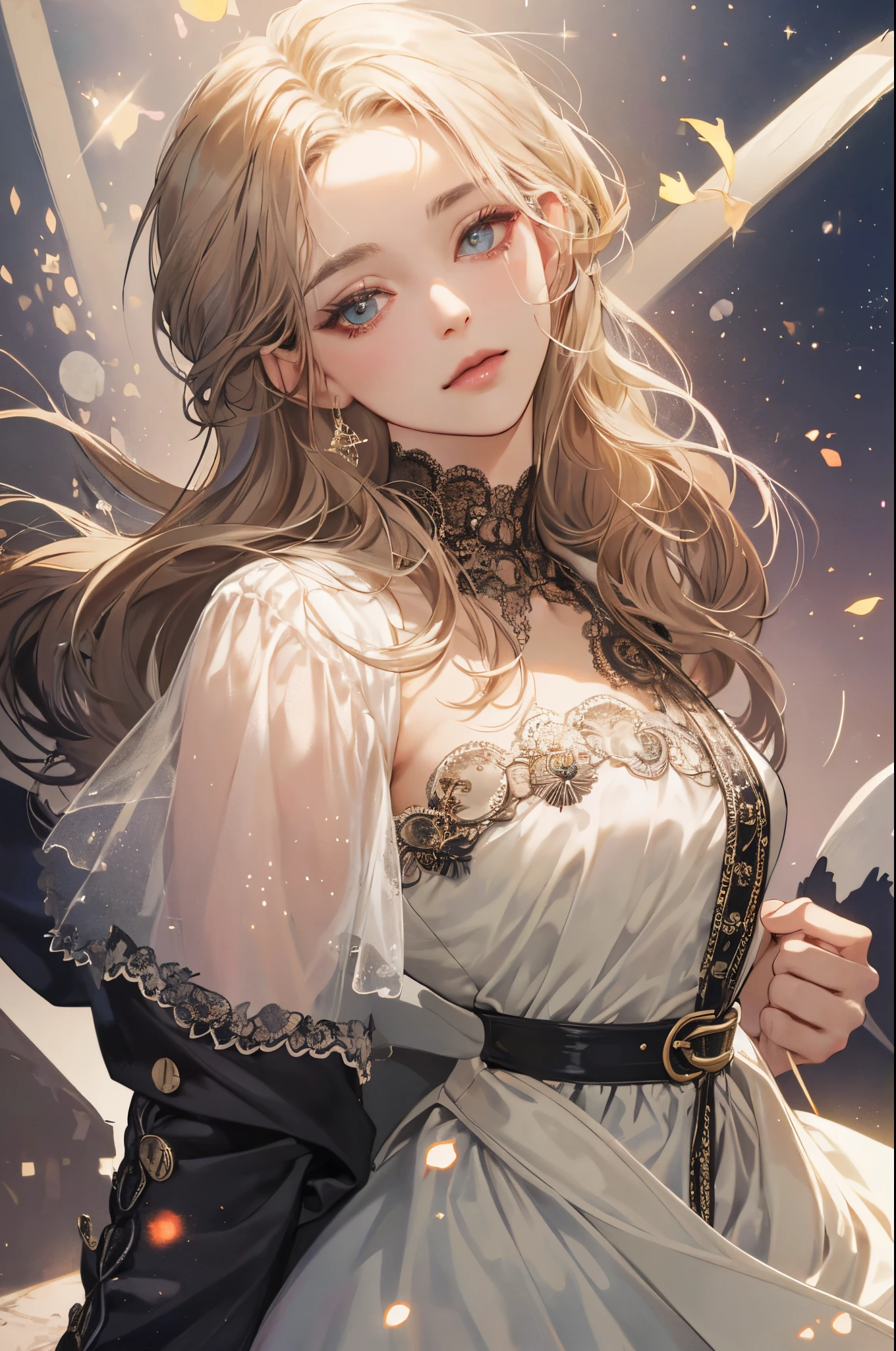 (detailed lips), (realistically:1.37), (vivd colour), (Studio lighting), (Focus sharp), (HighDynamicRange), (bokeh), (to contrast), (k hd:1.2),  (Elegant), (gracefulness), (youthful), (luxury accessories), (sparkle eyes), (Radiant), (serene), (glowing), (like a dream), (dynamic), (gorgeous one), (sensitive), (drastic), (Complex), (Eternal), (Dress beautifully with lace embroidery), (mistic), (Ethereal), (mistic), (flawless perfection), (Interesting), (unique), (tmasterpiece), (A high resolution), (Best quality at best, 4K, 8K), Alone, 18yo Girl.