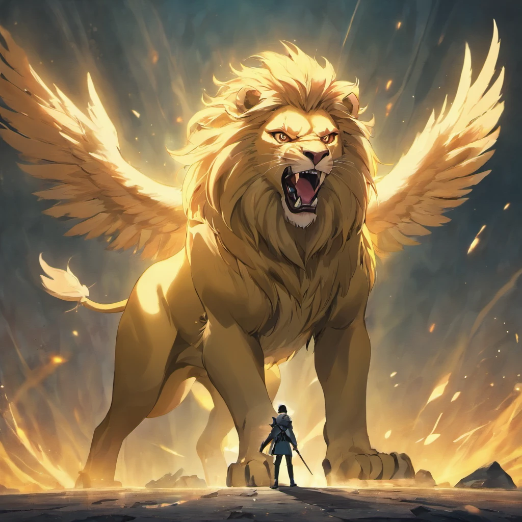 lion griffin, mysterious creature, Majestic, Powerful handle, The body of a lion, Eagle head, Fierce look, sharp talons, grieves, bigger, Wardour, Fantasy realm, Mythical landscape, magical, mysterious creature, mythological beasts, Ferocious, Mythical monsters