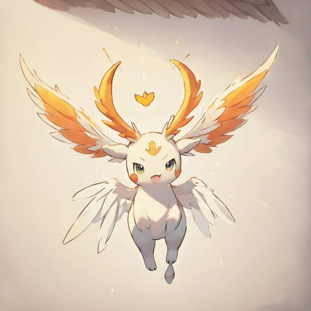 Egg-colored demon girl + Wear a white swimsuit with sleeves + white boots + It has white wings over black on its hips. + Long yellow hair tied up + yellow eyes + There is a small yellow star on the left cheek. + has a white tail + There is a white ribbon. + He has gray-white horns. + Has a black collar + There is a white shawl that leaves the middle. + Wearing red glasses. + holding devil fruit
