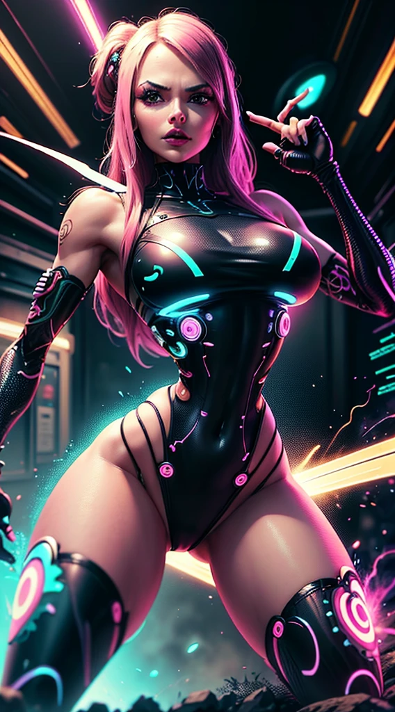 linda sedutora, samurai cyberpunk, pele Agora mesmo, cabelo rosa, com toca rosa, Well-toned athletic body, Forma elegante, pele Agora mesmo, Fora no Neon Palace, Mal vestido, beautiful face, Smaurai-inspired bikini armor, machanical limbs, Robotic parts on display, pele cromada, glowing neon pieces, japanese theme, Tema Cyberpunk, fiverr dnd personagem, octan render, Arte Digital, Detalhe extremo, 4k, Ultra HD | | | | | | |, polido, Beautiful, hiperdetalhado, intrincado, elaborar, meticuloso, fotorrealista, foco nítido, WLOP, design de personagens, Motor irreal, 3D-rendering, Volumetric lighting, reflexions, glossy, digital illustation, pose sensual, Pose sugestiva, lascivo, tiro de corpo inteiro, Agora mesmo, Visible , Inchado , 💖❤💕💋❣