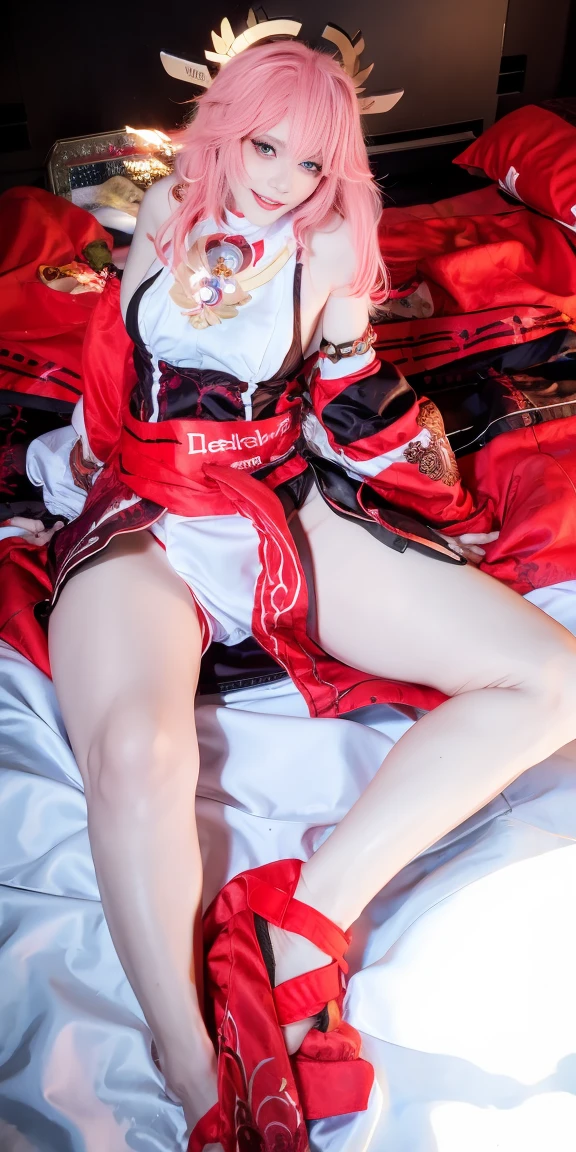 Beautiful girl in lingerie tied to bed，legs separated，Full body lesbian，jade foot，spread their legs，Little feet，legs long，Large breasts，Fully understand