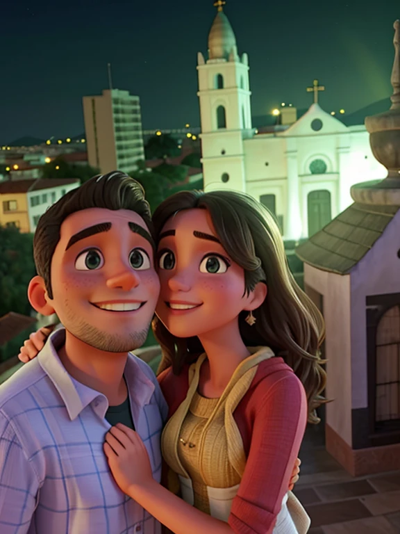 There are two people who are posing for a photo together., en la azotea, Foto de baja calidad, Noche!, con una ciudad de fondo, en una azotea, imagen de muy muy muy baja calidad, Romantic rooftop, en una azotea, by Nándor Katona, Foto de vacaciones, Fiesta en la azotea, Imagen de perfil, Catedral al fondo, they are in love, Pareja feliz, REIR, dos personas en un balcon, hombre con barba