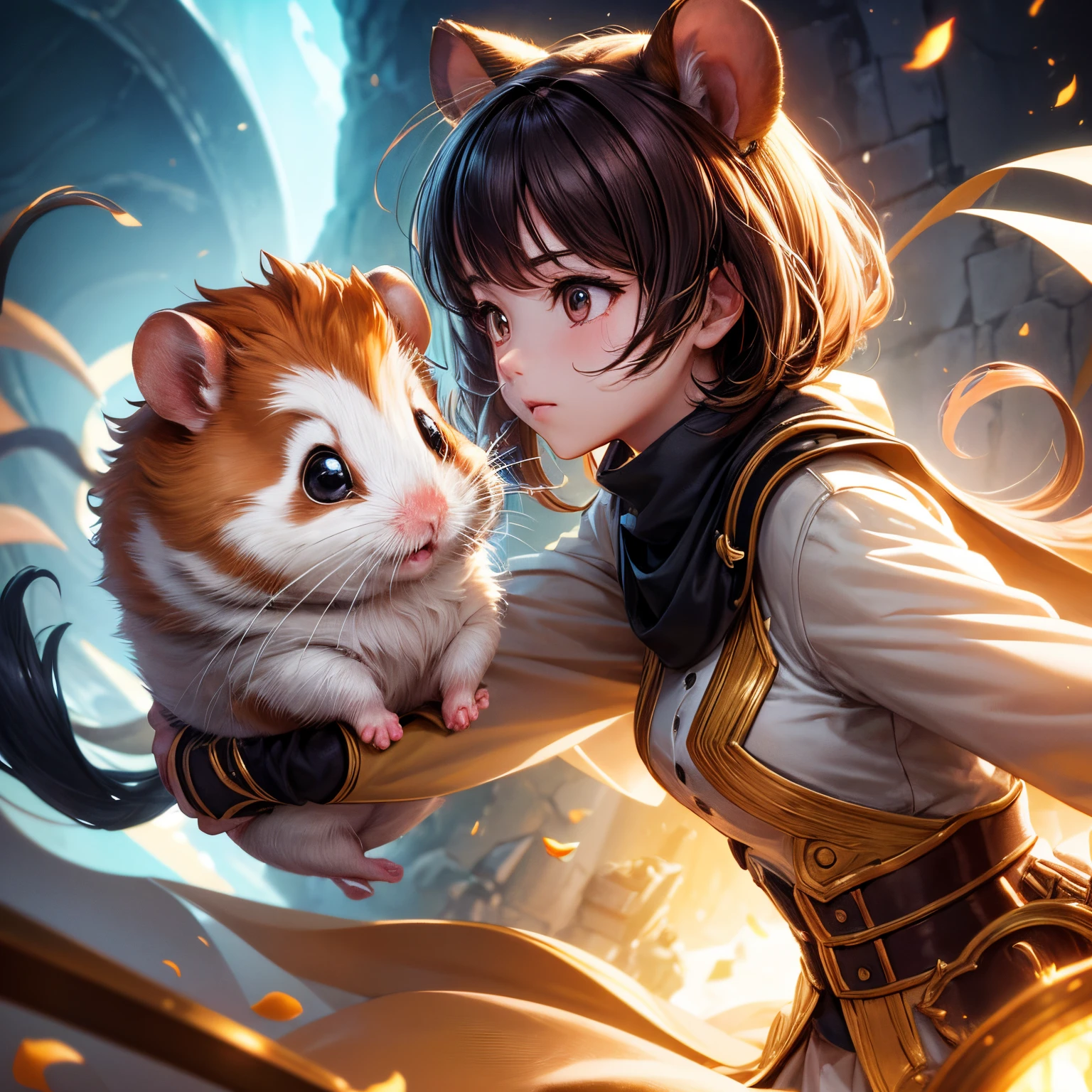 masterpiece,
best quality, ultra-detailed, high resolution,
an extremely delicate and beautiful,
adventure of hamster, Hamster Adventurer,
dynamic angle, intense angle, cinematic angle,
professional lighting, cinematic lighting, dynamic lighting,