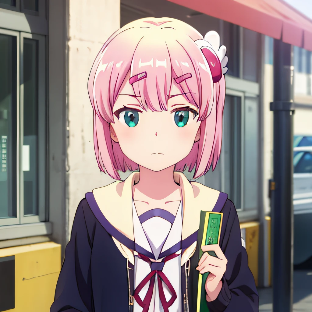 momo chiyoda, school uniform, jacket, looking at viewer, closed mouth