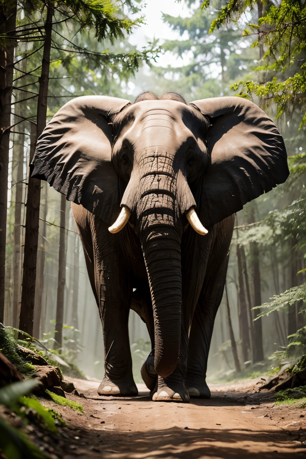 elephant park their tusks in the forest, 8k photography