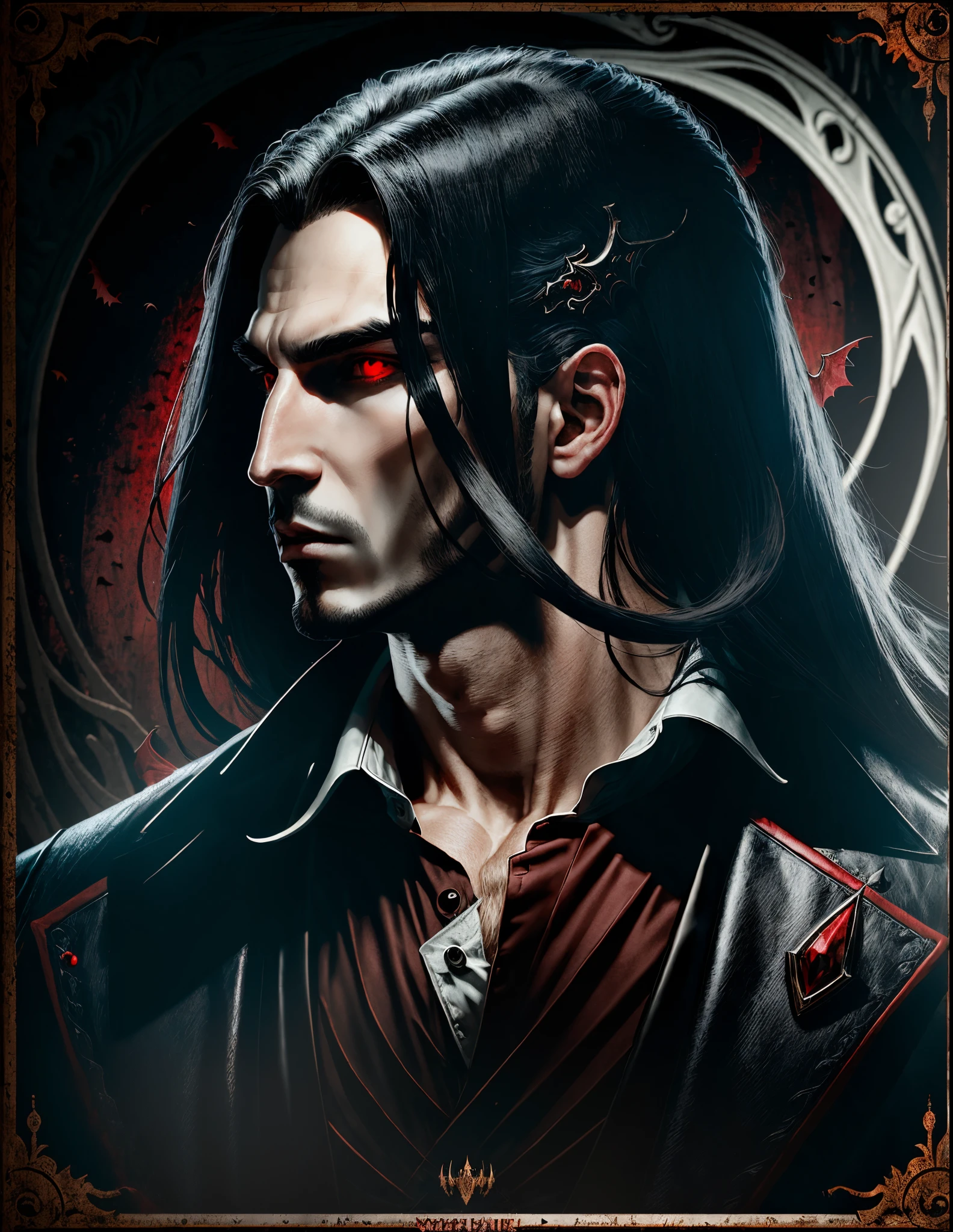 Vampire, poster, black and red, side looking, poster, male, Dracula