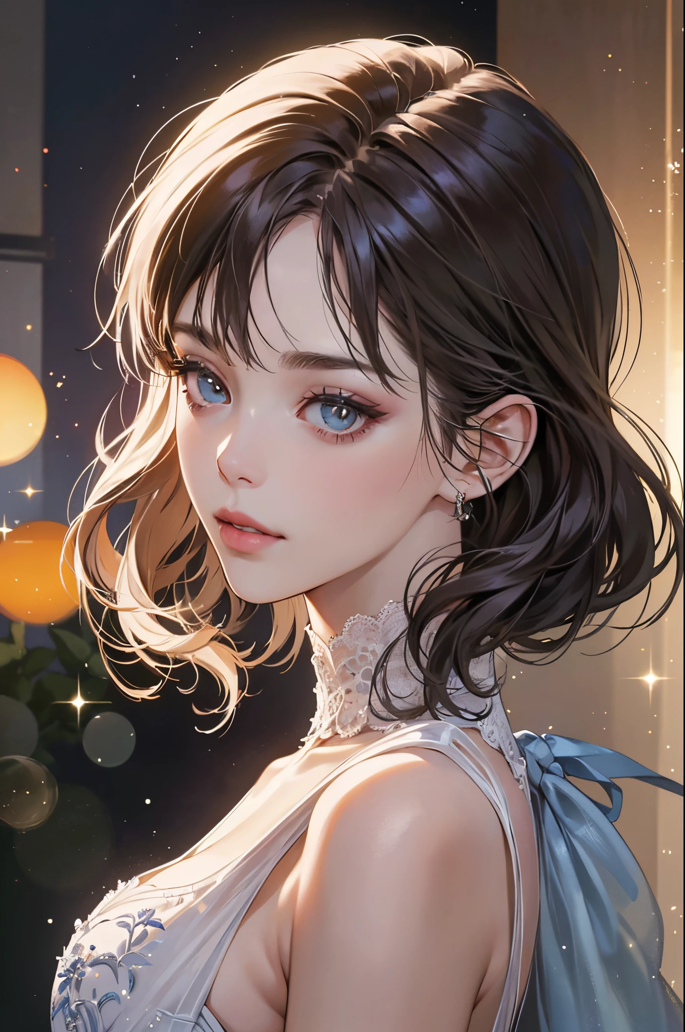 one-girl,tmasterpiece,super high image quality,Lie flat on the bed,short detailed hair,prette,Ming underwear,pretty eyes,pantiess,underdressing,8K,Extremely refined and beautiful,posing on a