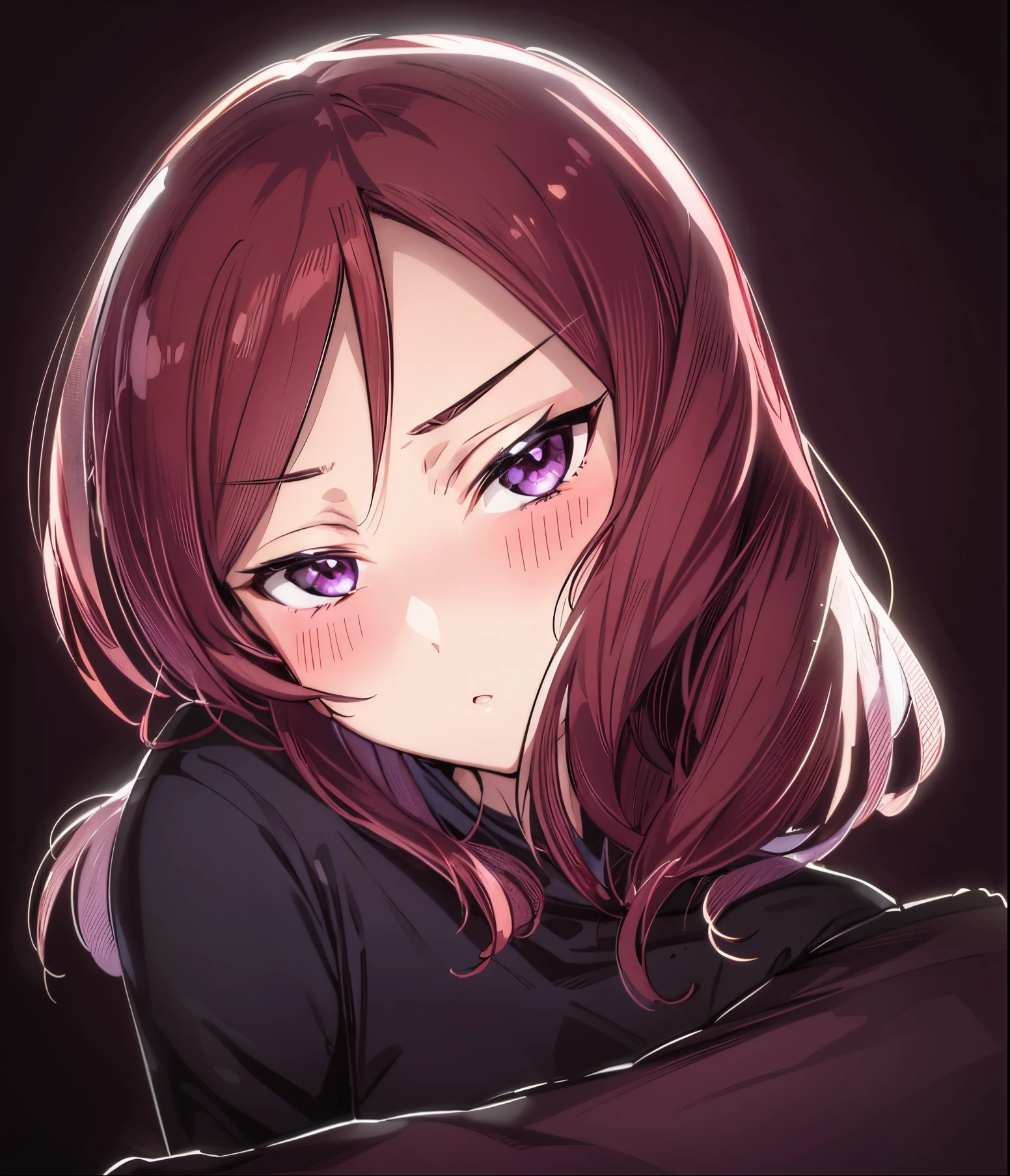 Nishikino maki , naked, sexy expression, Blushing, face only