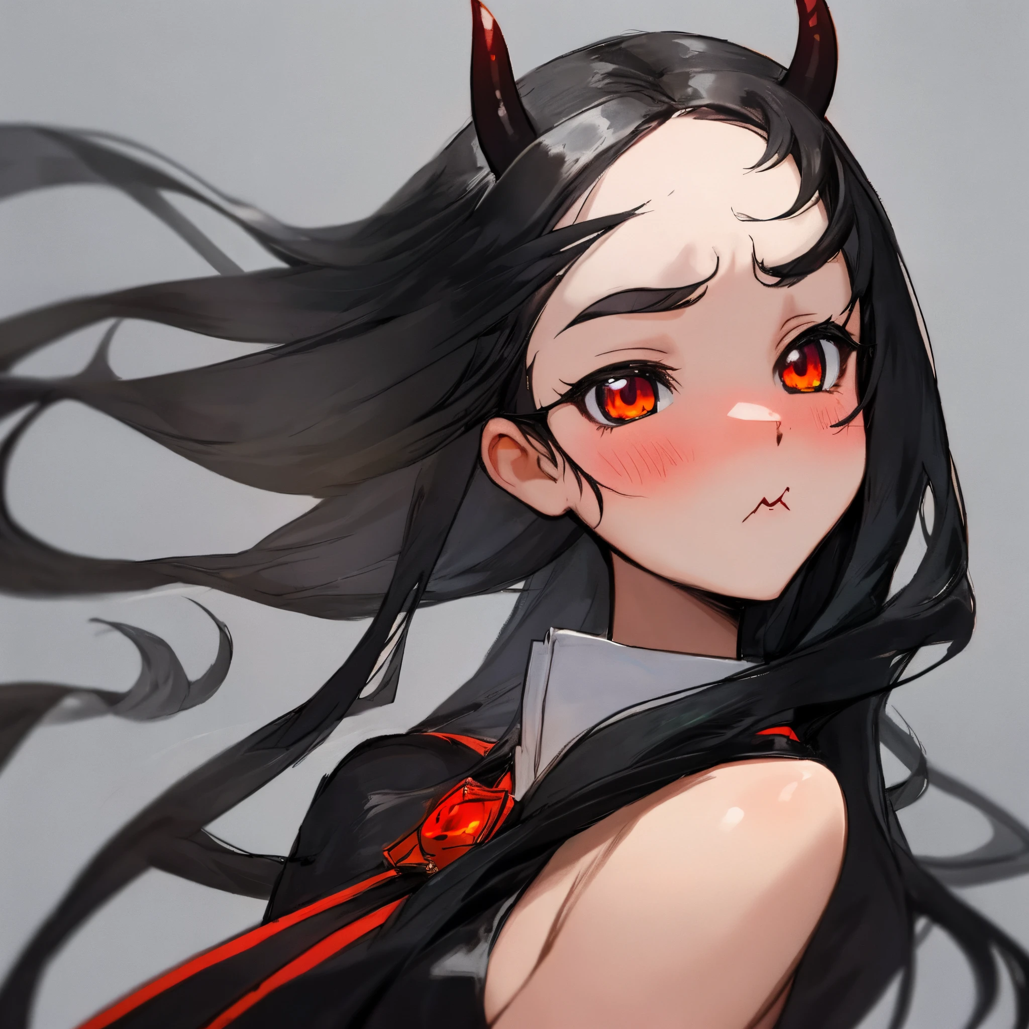Devil girl long black hair tsundere
