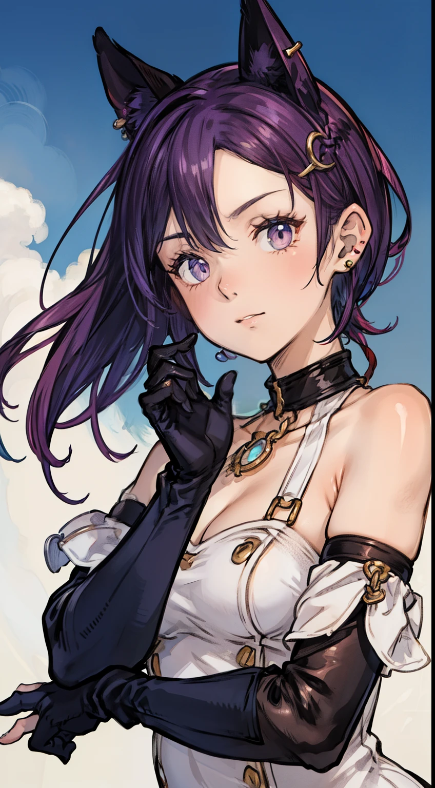 (tmasterpiece) ，gradient hair ，(Face Closeup) Women's extra short）），（（Tight）），（ear pins），（neck chain），Very short gloves，（chain）