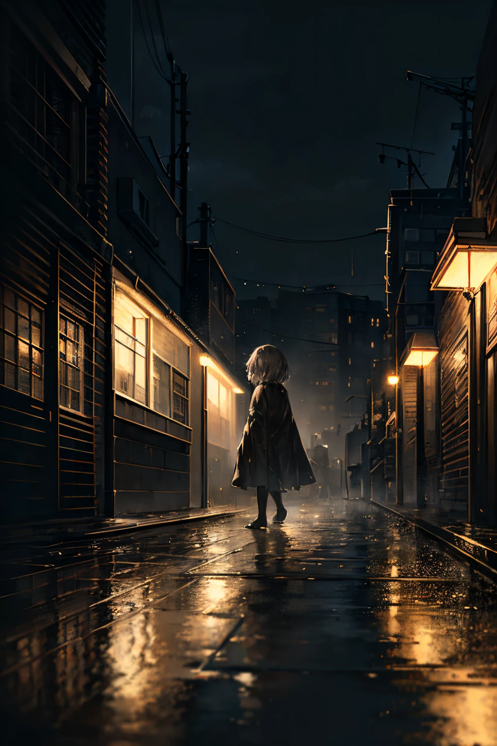 (best quality,4k,8k,highres,masterpiece:1.2),ultra-detailed,(realistic,photorealistic,photo-realistic:1.37),black and white, detailed black and white, extremely detailed black and white, realistic black and white, moody, monochrome, gloomy, rainy urban landscape, small girl, depression, sadness, gloom, wet newspaper, raincoat, desolate street, wet pavement, raindrops, urban decay, rainy mood, somber, soggy, water reflections, wet hair, wet clothes, rain-soaked, forlorn expression, downcast eyes, pensive, melancholic, soaked in melancholy, longing, solitude, drenched, gloomy atmosphere, wet urban environment, urban loneliness, rain shower, desolation, rain-soaked setting, heavy rain, ambiguous emotions, misty rain, rain-filled sky, grey clouds, heavy atmosphere, wet streetlights, dimly lit, dampened colors, wet playground equipment, wet surroundings, wet buildings, rain-washed streets, wet footsteps, blurred rain, droplets on glass, rain-covered windows, blurred lights, blurred cityscape, wet scenery, wet atmosphere, wet city, wet and cold, wet city pavements, lonely silhouette, unspoken sadness, wet urban landscape.