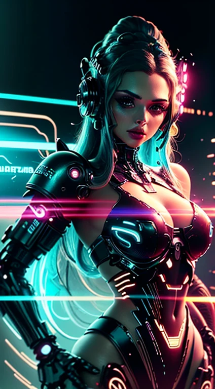 Foto mostrando o corpo inteiro, olhos detalhado, boca detalhado, nariz detalhado, rostos detalhado, linda sedutora,cyberpunk, cabelo azul comprido, com toca rosa, Well-toned athletic body, Forma elegante, pele Agora mesmo, Fora no Neon Palace, Mal vestido, beautiful face, bikini armor, machanical limbs, Robotic parts on display, pele cromada, glowing neon pieces, japanese theme, Tema Cyberpunk, fiverr dnd personagem, octan render, Arte Digital, Detalhe extremo, 4k, Ultra HD | | | | | | | | | | | | | | | | | | |, polido, Beautiful, hiperdetalhado, intrincado, elaborar, meticuloso, fotorrealista, foco nítido, WLOP, design de personagens, Motor irreal, 3D-rendering, cidade iluminada, tiro de corpo inteiro, Agora mesmo, Visible , Inchado , 💖❤💕💋❣