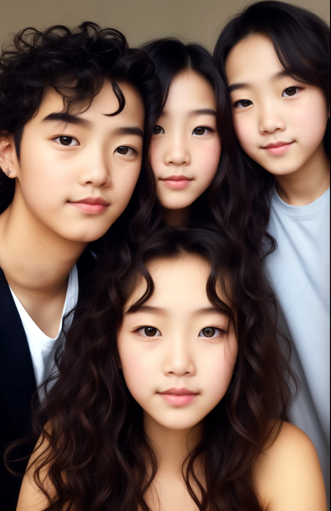 User
You
generate a photo of a couple. the girl with light brown long hair and brown eyes. the boy with dark curly hair and dark brown eyes. the boy is half chinese half white.