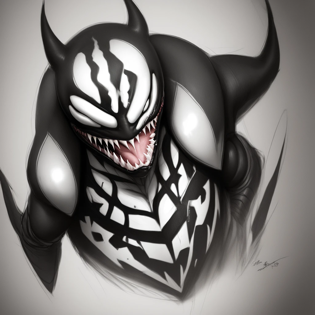 Sketch drawing, Venom, looking at camera