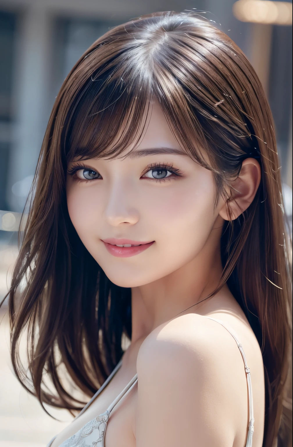 ​masterpiece、1 beautiful girl、18year old、A detailed eye、Puffy eyes、top-quality, 超A high resolution, (Realisticity: 1.4), cinematlic lighting、japanes、Asian Beauty、Super beauty、Beautiful skin、A slender、The body is facing forward、(A hyper-realistic)、(hight resolution)、(8K)、(ighly detailed)、(Best Illustration)、(beautifully detailed eyes)、(ultra-detailliert)、 (ssmile)、A detailed face、Bright lighting、profetional lighting、looking at viewert、Facing straight ahead、