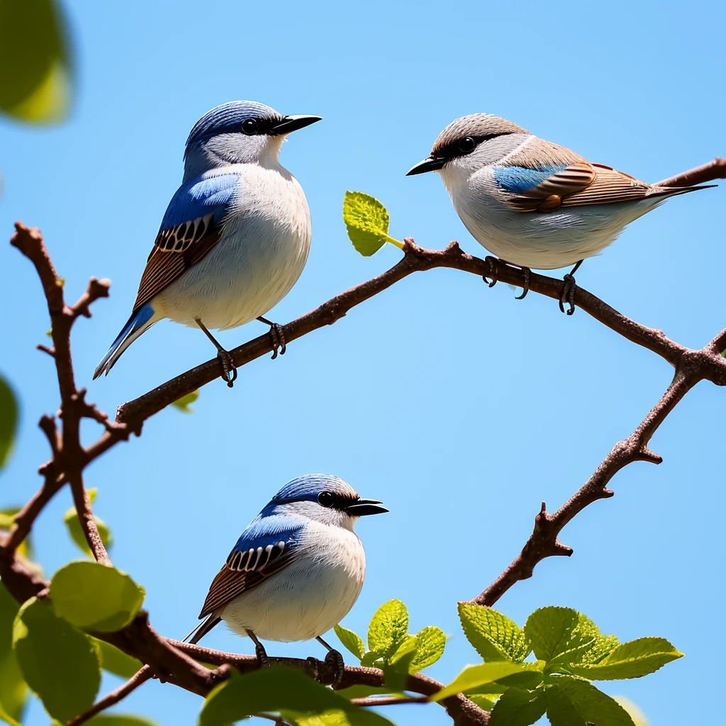 1little bird,Best quality, 8k,blue sky