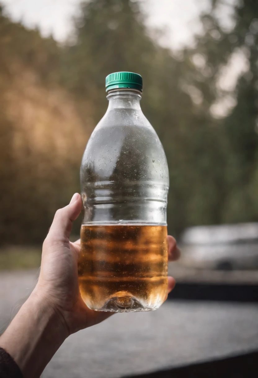 Mineral water bottle in hand