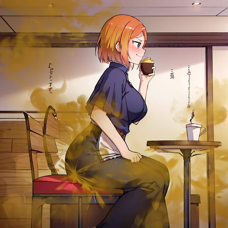 ((kugisaki nobara)),((velocity)),Yellow smoke,,Attacked by farts, (((Women sitting on restaurant seat),velocity,(Yellow smoke is rising),i'i'i'i'i'i'mall)),((One Woman)),((A girl smells a fart and smiled faintly)),((),(),(),(farting in fast food restaurant),(farting on chair)),(farting while eating),((blushing)),(masterpiece:1.2、top-quality)、(the Extremely Detailed CG Unity 8K Wallpapers、ultra-detailliert、Best Shadows)、(细致背景)、(The best lighting、extremely delicate and beautiful)、depth of fields、1girl in、独奏、looking arround her,,Ephemeral,,(),()),((((Girl is embarassed when she smells the bad smell of farts)))),,((((profile facing diagonally)))),((i'I closed my mouth with hand feel embarassed...)),((embarassing look)),((massive fart)),((fart text))
