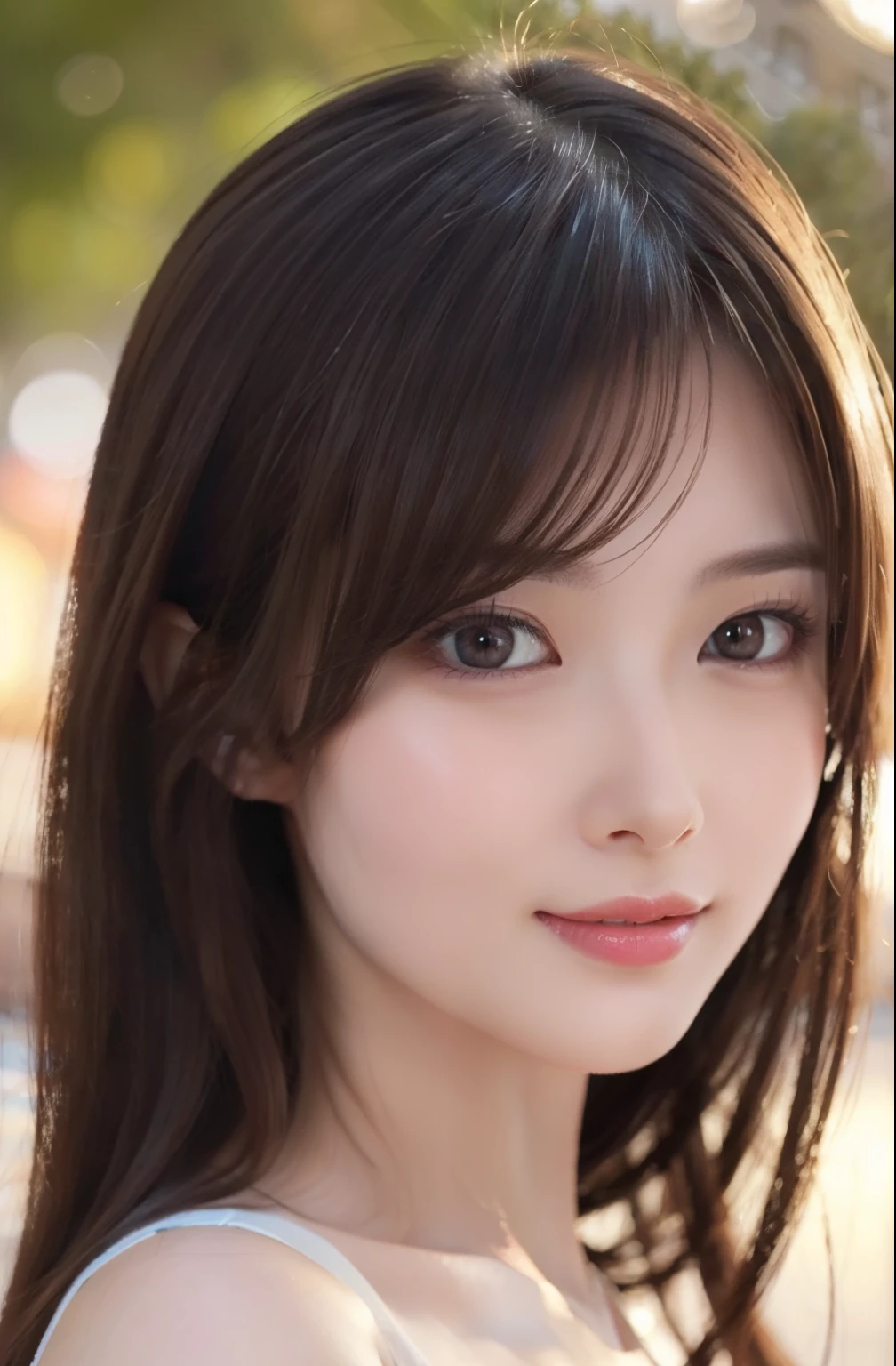 ​masterpiece、1 beautiful girl、(18year old)、A detailed eye、Puffy eyes、top-quality, 超A high resolution, (Realisticity: 1.4), cinematlic lighting、japanes、Asian Beauty、Super beauty、Beautiful skin、A slender、The body is facing forward、(A hyper-realistic)、(hight resolution)、(8K)、(ighly detailed)、(Best Illustration)、(beautifully detailed eyes)、(ultra-detailliert)、 (ssmile)、A detailed face、Bright lighting、profetional lighting、looking at viewert、Facing straight ahead、