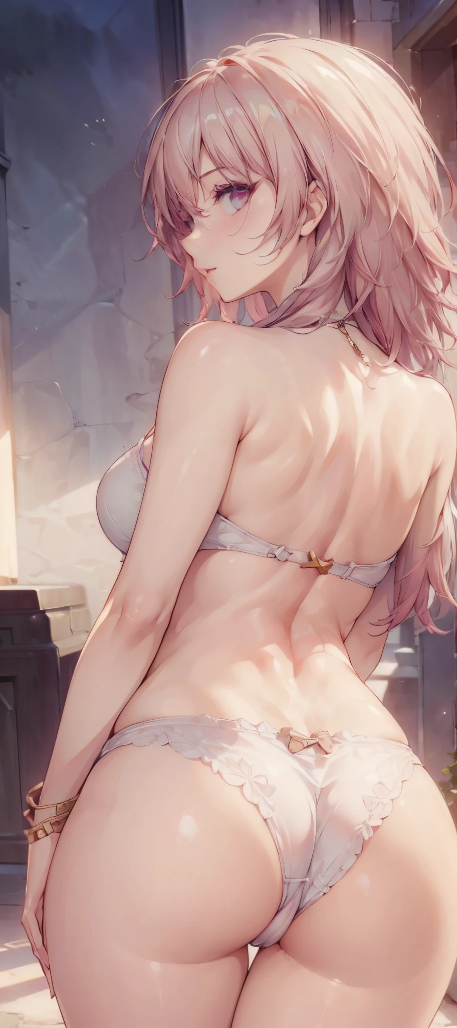(1girl:1.3), (photorealistic:1.4), (masterpiece, top quality, best quality, official art), extreme detailed, highest detailed, (ultra-detailed), ((an extremely delicate and beautiful)), cinematic light, contemporary, bend forwards, panties, perfect butt