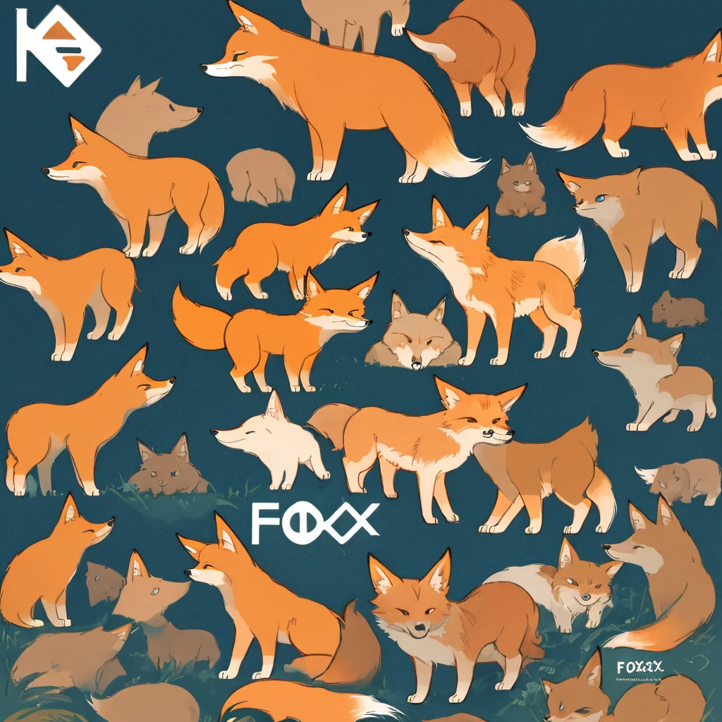 logo mark、foxes