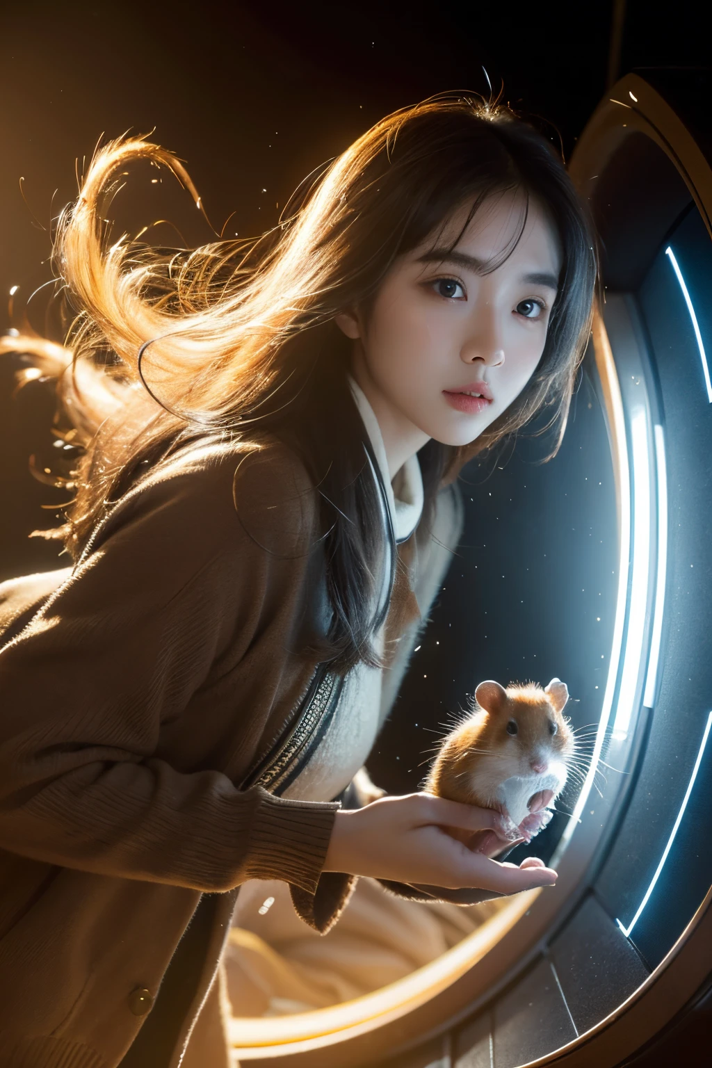 In the distant future，There is a cute hamster。Hamsters are short and stocky，The fur is smooth，Have a pair of smart and curious eyes。Hamsters live in a rapidly developing era of smart data，We face unprecedented challenges every day。 One day，The hamster accidentally broke into a mysterious cave，It&#39;s full of all kinds of high-tech equipment。Hamster near a machine，Suddenly a light flashed，The hamster is transported to a world full of futuristic technology。 In this world，Ethereal artwork meets ancient manuscripts。Mysterious algorithms and delicate calligraphy strokes build a bridge between the past and the future。A huge clock hovers in mid-air，Gears exposed，Shows the complexity of AI decision-making。A floating data ball flashes in the background，Hinting at the ubiquitous nature of big data and its relevance to personal privacy。 In this world，There are a group of hamsters from different fields and backgrounds。Hamster&#39;s facial features are intricately drawn，Highlights hamster&#39;s humanity in an automated world。The hamster also saw himself，The hamster&#39;s eyes shine with determination，The nose smells the novel smell，The beard dances to the rhythm of the future。