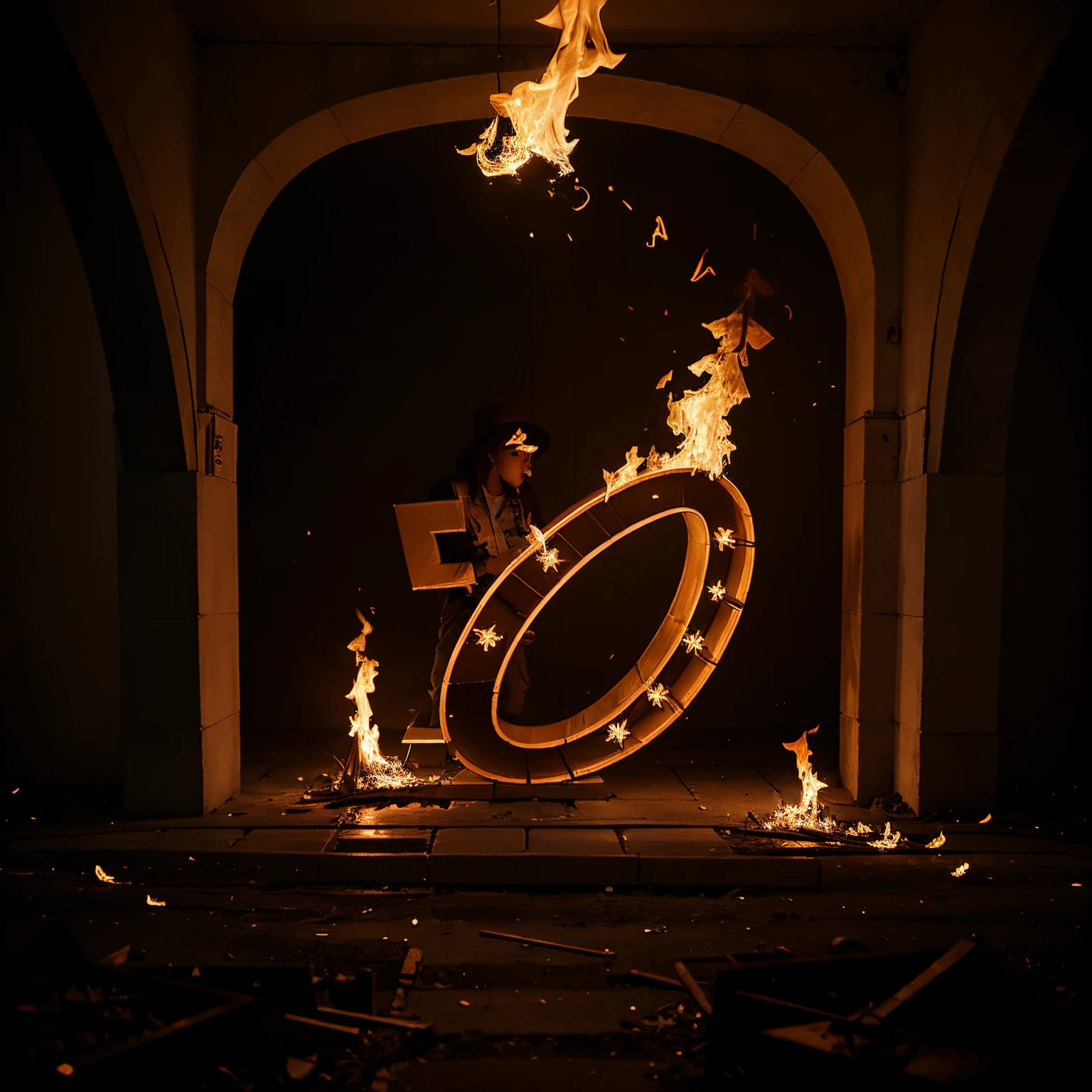 The letters NS made out of flames